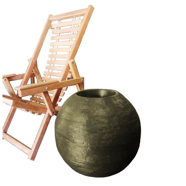 Vaso Planta 60x60 Esférico Rústico Polietileno - Marrom Madei