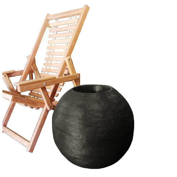 Vaso Planta 60x60 Esférico Rústico Polietileno - Preto 002