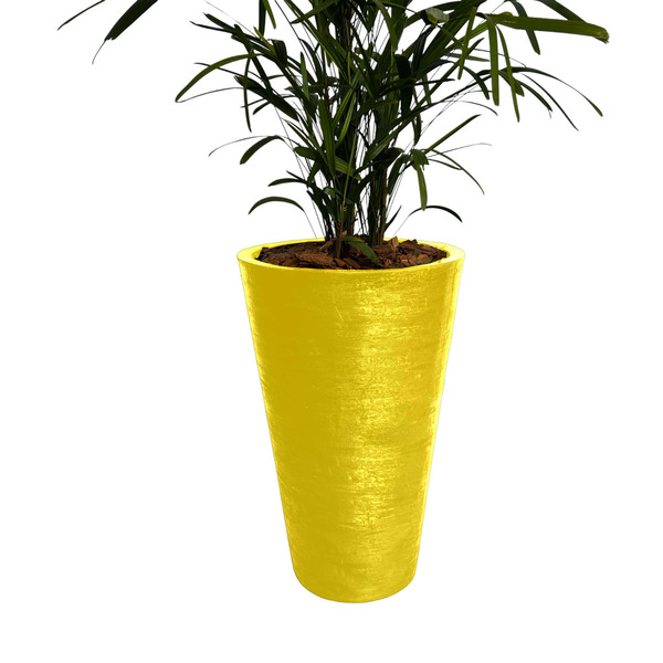 Vaso Planta 75x50 Redondo Cônico Polietileno - Amarelo Girass