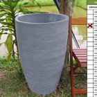 Vaso Planta 80x50 Oval Moderno Polietileno - Cinza Cimento 004