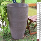 Vaso Planta 80x50 Oval Moderno Polietileno - Marrom Chocolate