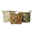 Vaso Planta Decoração Cesta Alça Organizador Palha Enfeite Fl