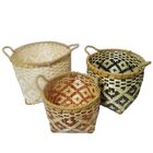 Vaso Planta Decoração Cesta Alça Organizador Palha Enfeite Fl