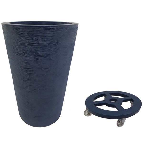 Vaso Plantas + Suporte Polietileno c/ Rodas 55x37cm Azul