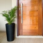 Vaso Plantas + Suporte Polietileno c/ Rodas 55x37cm Cinza