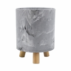 Vaso Plástico Acrilico Marmorizado Cinza 14x15cm Albano
