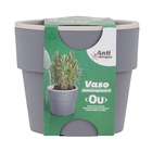 Vaso Plástico Autoirrigável Cinza  16,5x15cm OU