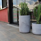 Vaso Plástico com Prato Match Cimento Queimado 42x35,5cm Japi