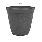 Vaso Plástico Rattan Grafite 12x11cm Okla