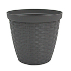 Vaso Plástico Rattan Grafite 14cm