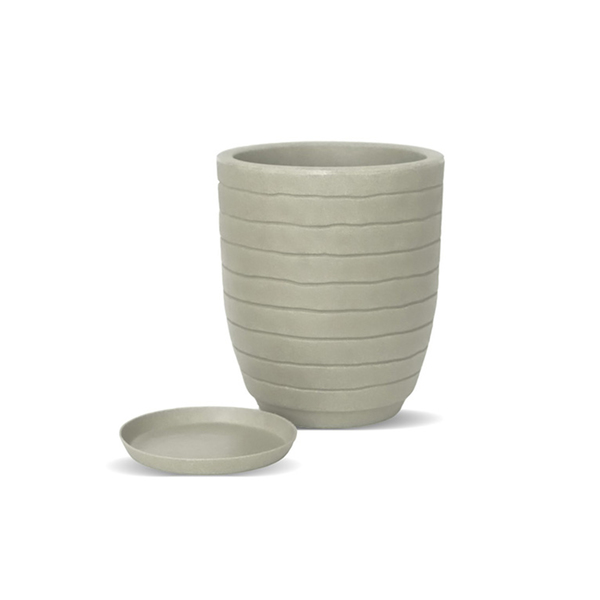 Vaso Plástico Relevo 28x24cm Cinza Vasart