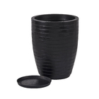 Vaso Plástico Relevo Preto 49x39cm Vasart
