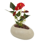 Vaso Plástico Seixo Cinza 16x18cm  Vasart