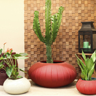 Vaso Plástico Seixo Cinza 19x18cm  Vasart