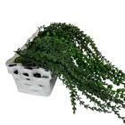 Vaso Prateado Cerâmico Com Trabalhado E Suculenta Artificial