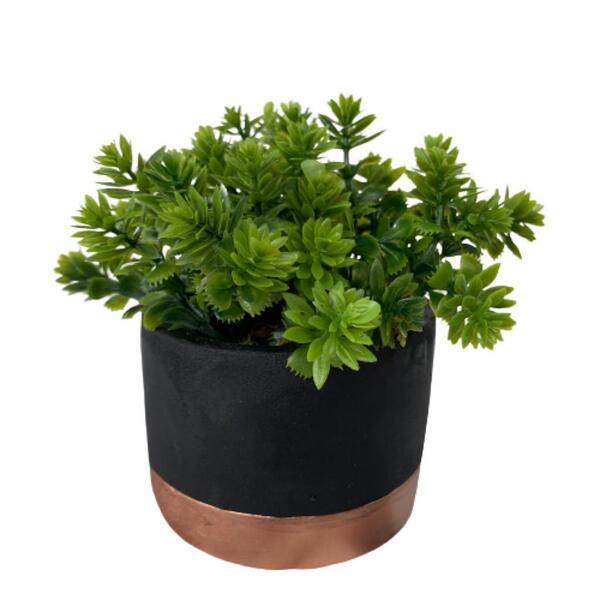 Vaso Preto De Cimento Decorativo Com Listra Rose Gold