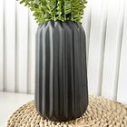 Vaso Preto Fosco Moderno P/ Mesa Lateral Aparador C/ Planta