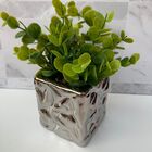 Vaso Quadrado De Cerâmica Decorativo Na Cor Prata