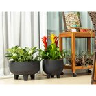 Vaso Redondo Rústico Com Pés 33 Chumbo