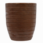 Vaso Relevo com Prato 24x28cm Marrom