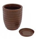 Vaso Relevo com Prato 24x28cm Marrom