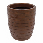 Vaso Relevo com Prato 24x28cm Marrom