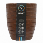 Vaso Relevo com Prato 24x28cm Marrom