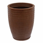 Vaso Relevo com Prato 39x49cm Marrom