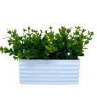 Vaso Retangular Decorativo Branco De Cerâmica Com Trabalhado