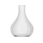 Vaso Rigado em Vidro 22x17x17cm Transparente Luvidarte