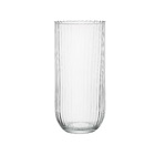 Vaso Rigado em Vidro 38x18x18cm Transparente Luvidarte