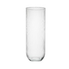 Vaso Rigado em Vidro 47x18x18cm Transparente Luvidarte