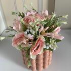 Vaso Rosa Luxo De Cerâmica Decorativo Com Detalhe Trabalhado