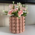 Vaso Rosa Luxo De Cerâmica Decorativo Com Detalhe Trabalhado