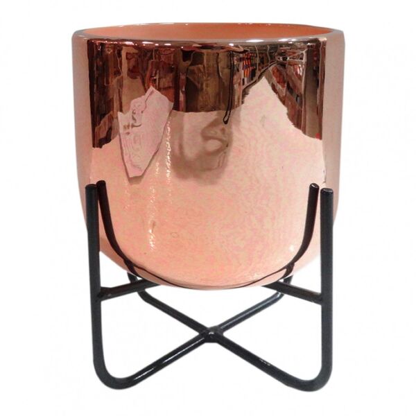 Vaso Rose Com Base De Ferro 12 8cm X 17 3cm