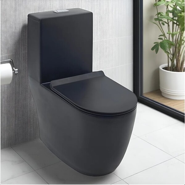 Vaso Sanitário Monobloco  Com Assento Suave - Preto