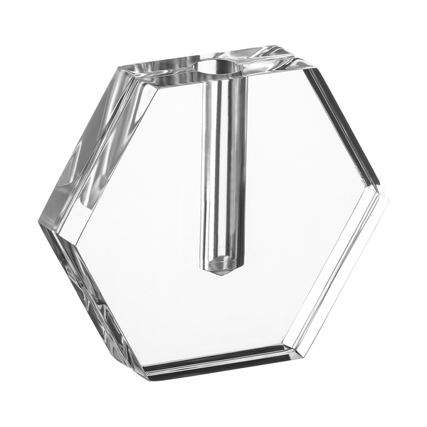 Vaso Solitário Acrílico Hara Sextavado Transparente 13x15 Cm