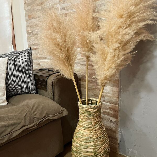 Vaso Taboa Palha Jarro Decorativo Natural Grande