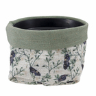 Vaso Tecido Naturalismo Folhas Verde e Preto  10x12cm Design Up