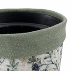 Vaso Tecido Naturalismo Folhas Verde e Preto  10x12cm Design Up