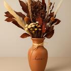 Vaso Terracota + Arranjo Buquê Flores Secas com Capim Dos Pam