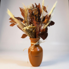 Vaso Terracota + Arranjo Buquê Flores Secas com Capim Dos Pam