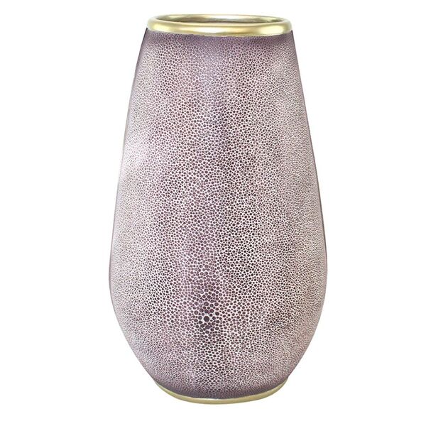 Vaso Tipo Galuchat Vinho E Dourado 20 5cm X 17cm X 36 5cm