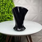 Vaso Torcido Preto Pequeno De Cerâmica Trabalhado Moderno