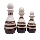 Vaso Trio Toff De Cerâmica Branco/marrom Centro De Mesa