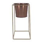 Vaso Tubo De Vidro E Metal Dourado