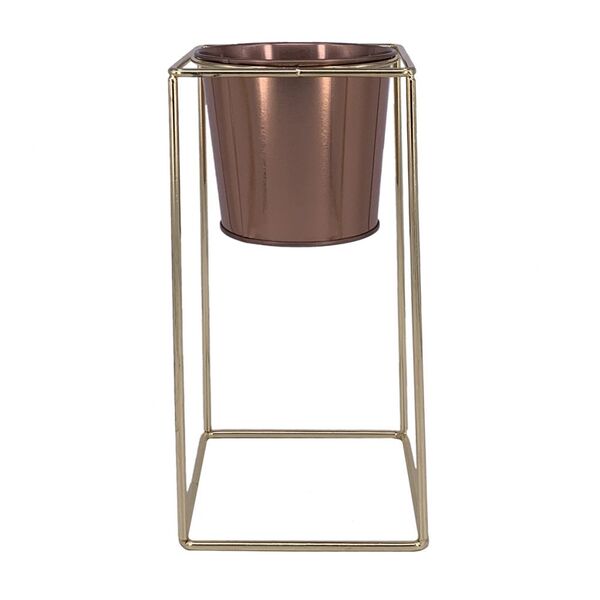 Vaso Tubo De Vidro E Metal Dourado