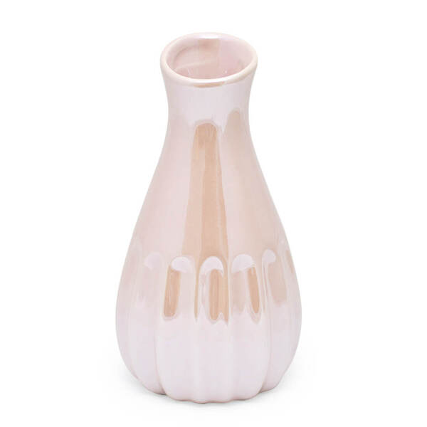 Vaso Vasinho Canelado Pequeno 13cm Pintura Perolada Rosa