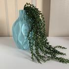 Vaso Verde Claro De Cerâmica Trabalhado Decorativo