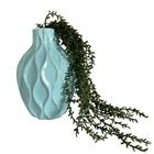 Vaso Verde Claro De Cerâmica Trabalhado Decorativo